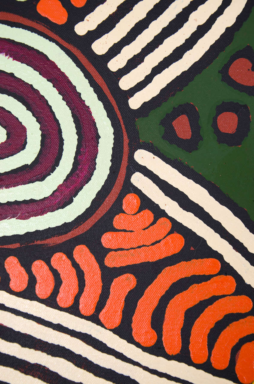 Large Colourful Aboriginal Australian Acrylic Painting For Sale 1