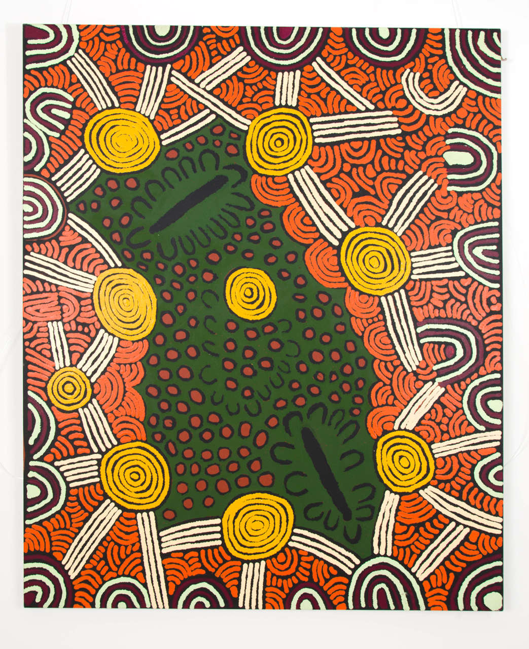 Large Colourful Aboriginal Australian Acrylic Painting For Sale at 1stdibs