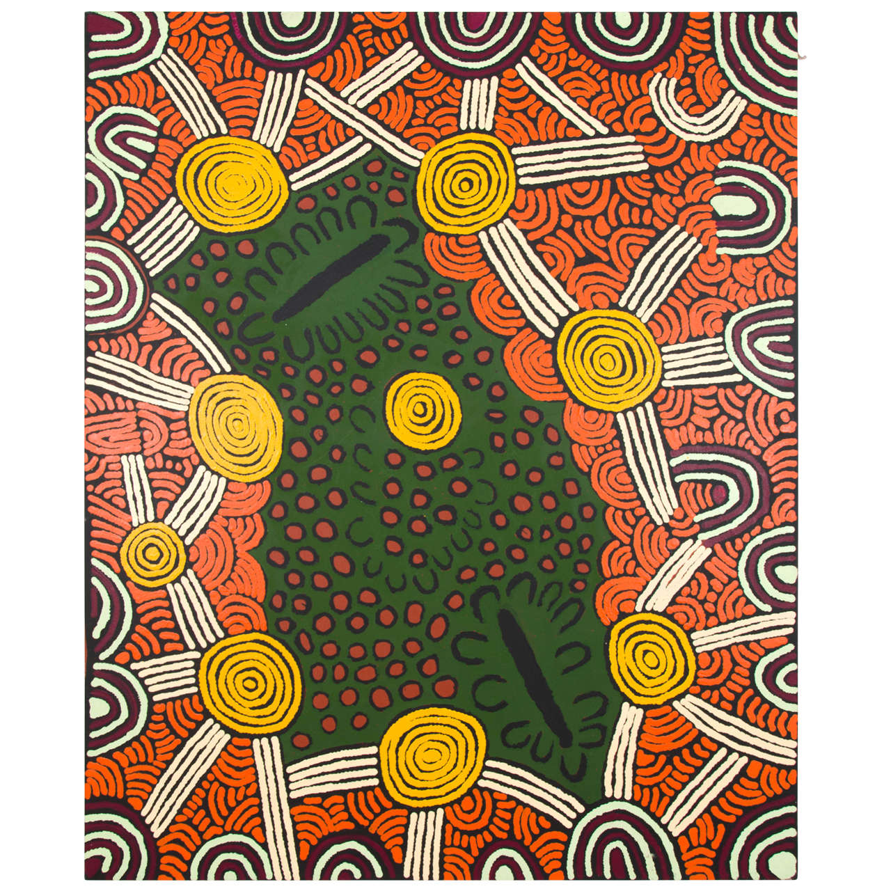 Large Colourful Aboriginal Australian Acrylic Painting For Sale at 1stDibs