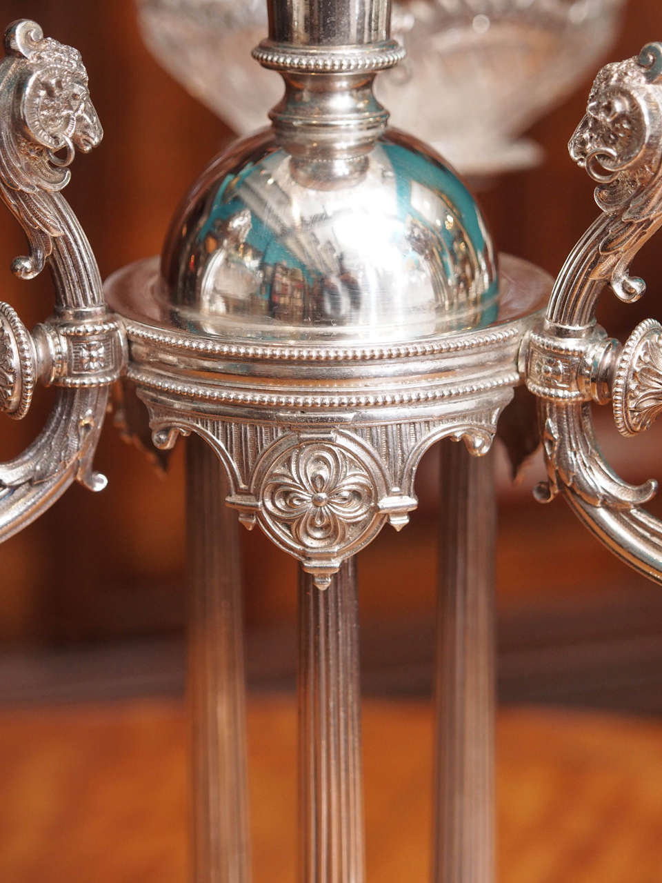 19th Century English Plated Silver and Crystal Epergne 1