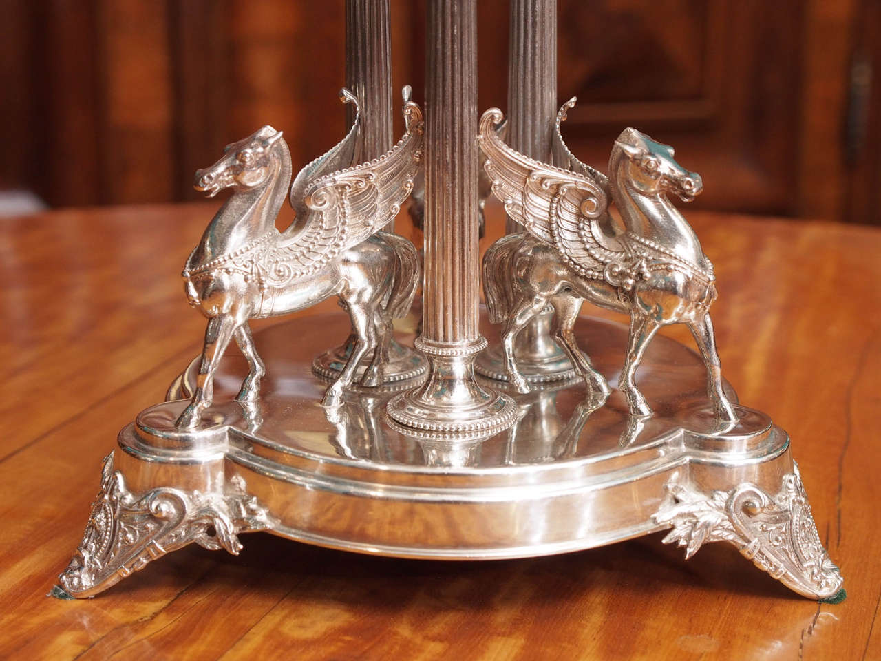 19th Century English Plated Silver and Crystal Epergne 4