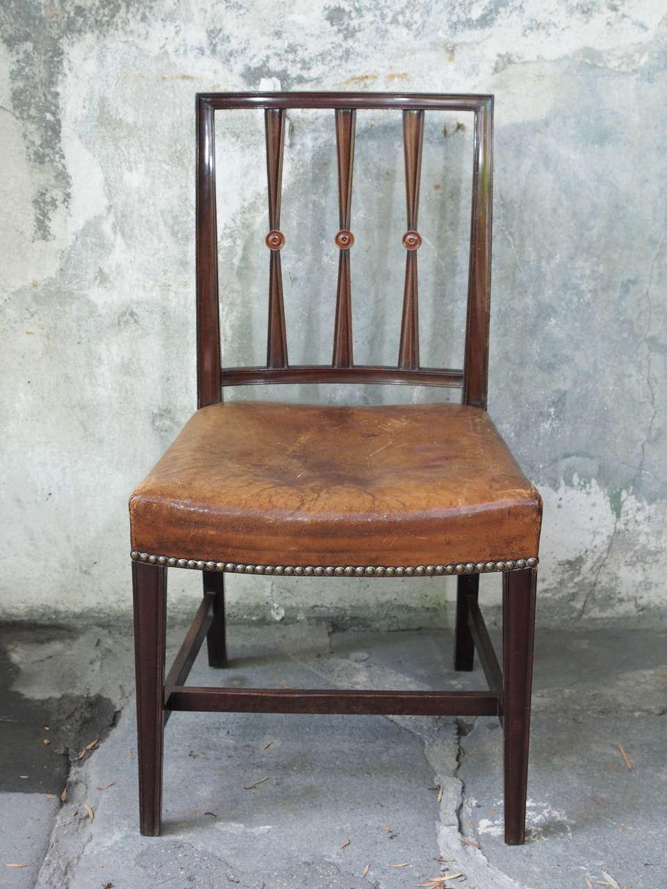 Carved Six English Georgian Mahogany Dining Chairs