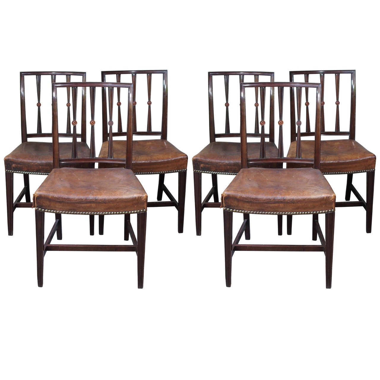 Six English Georgian Mahogany Dining Chairs
