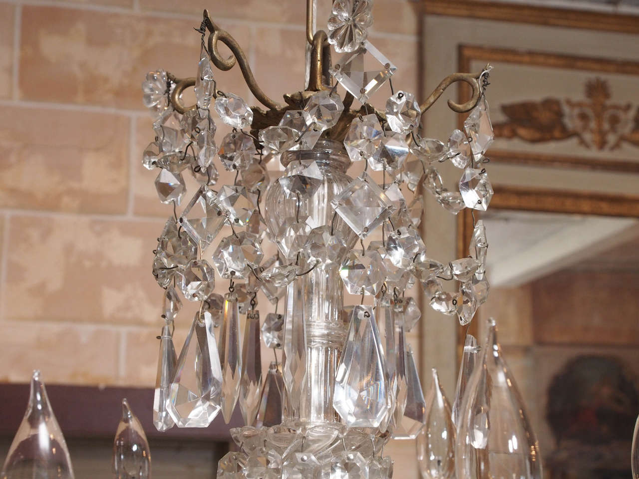 Gilt French Restauration Period Crystal Chandelier For Sale