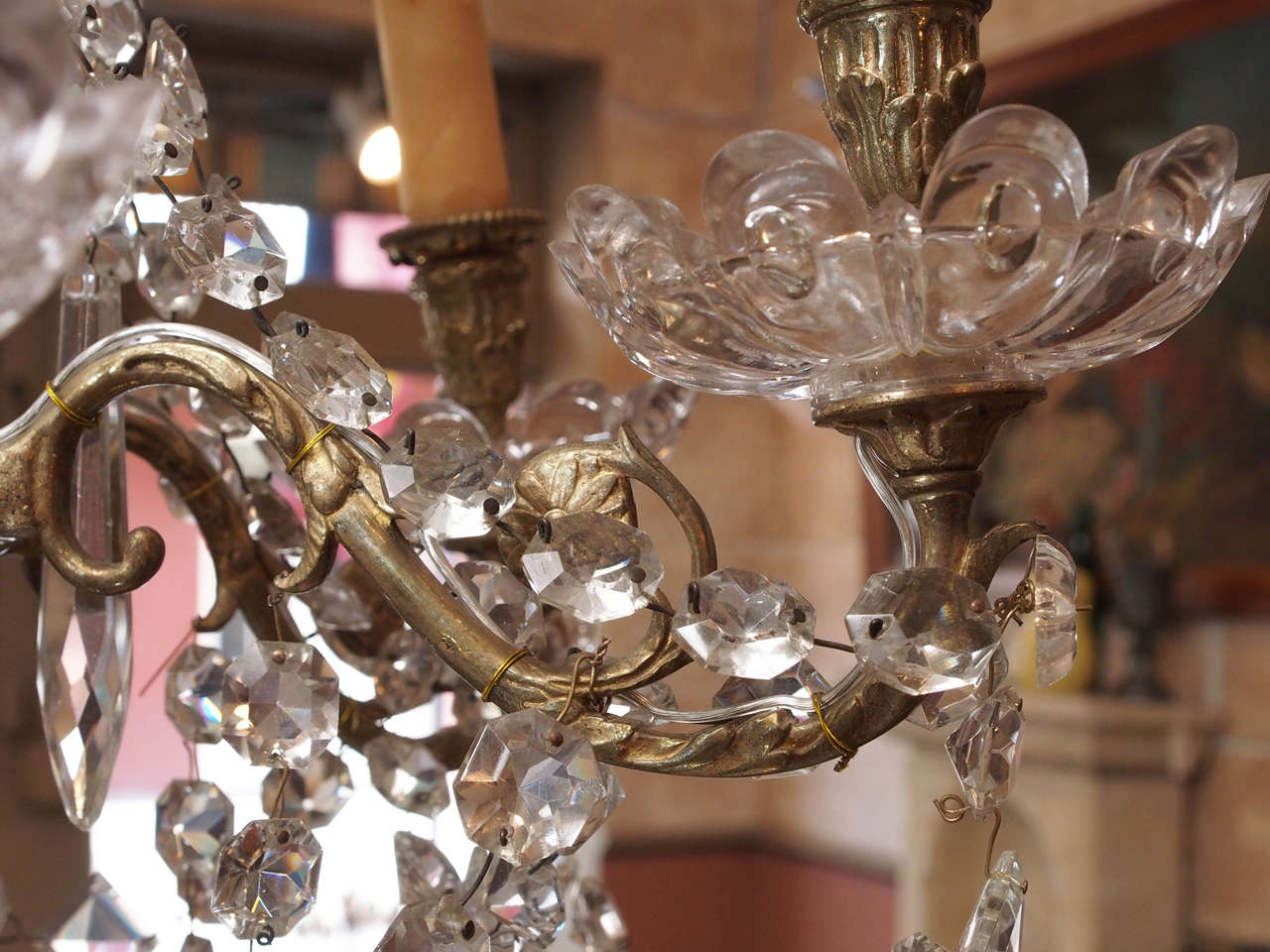 Bronze French Restauration Period Crystal Chandelier For Sale