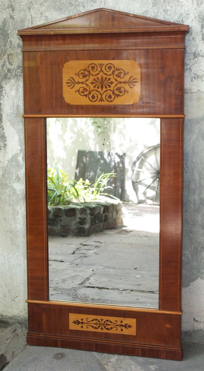 Architectural French Directoire period mahogany mirror with 