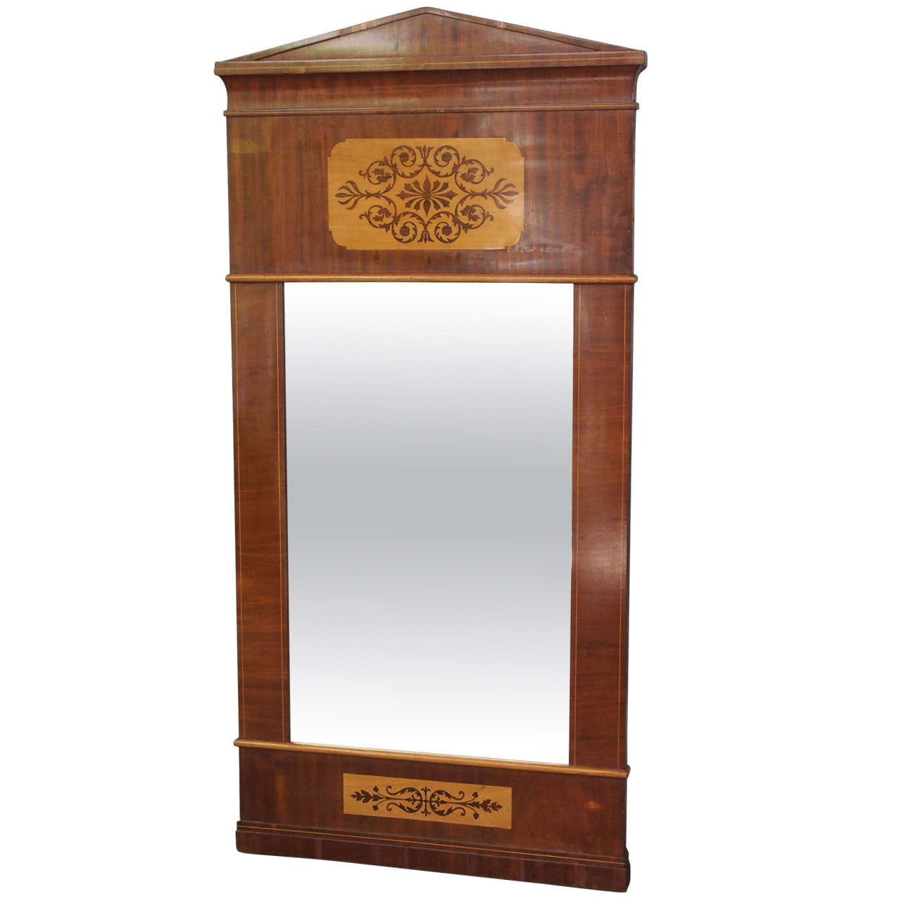 Architectural French Directoire Mahogany Mirror For Sale