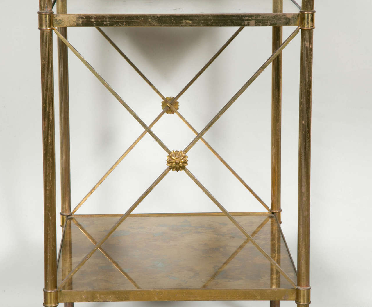 Pair of Occasional Tables Three Shelves, France, 1940, Maison Baguès 2