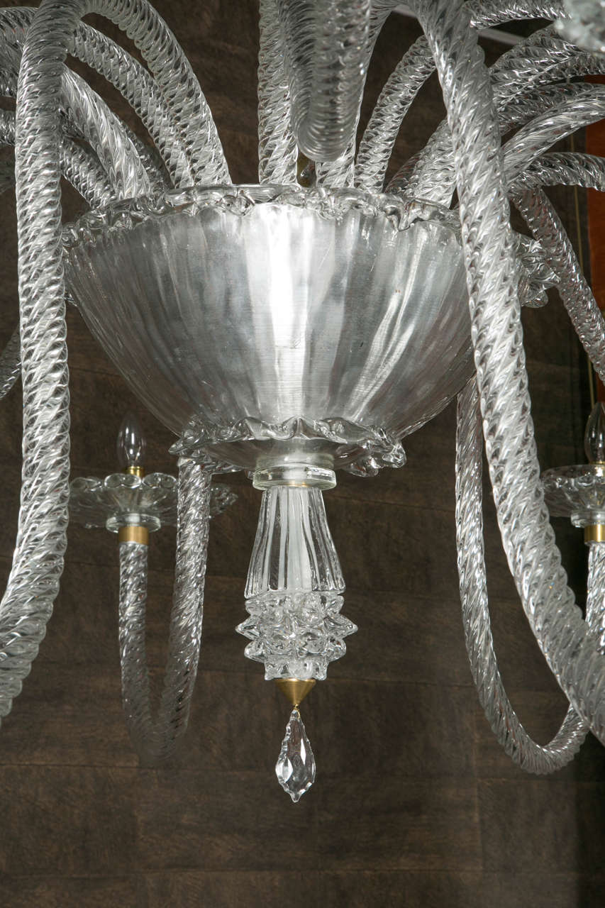 Faceted 1940s Barovier e Toso Murano Chandelier