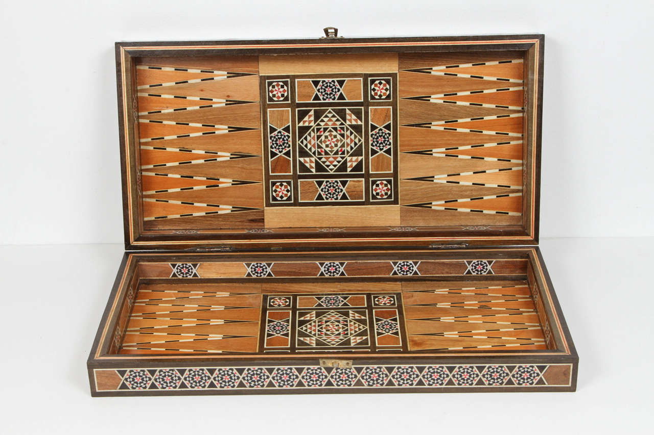 Syrian Inlaid Mosaic Backgammon Box In Good Condition In North Hollywood, CA