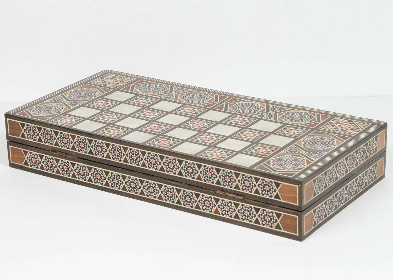 Syrian Inlaid Mosaic Backgammon Box 1