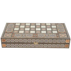 Vintage Syrian Inlaid Mosaic Backgammon Box
