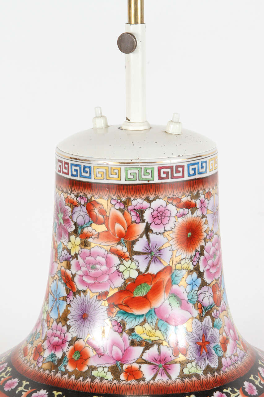 Hand-Crafted Large Japanese Pink Porcelain Table Lamp