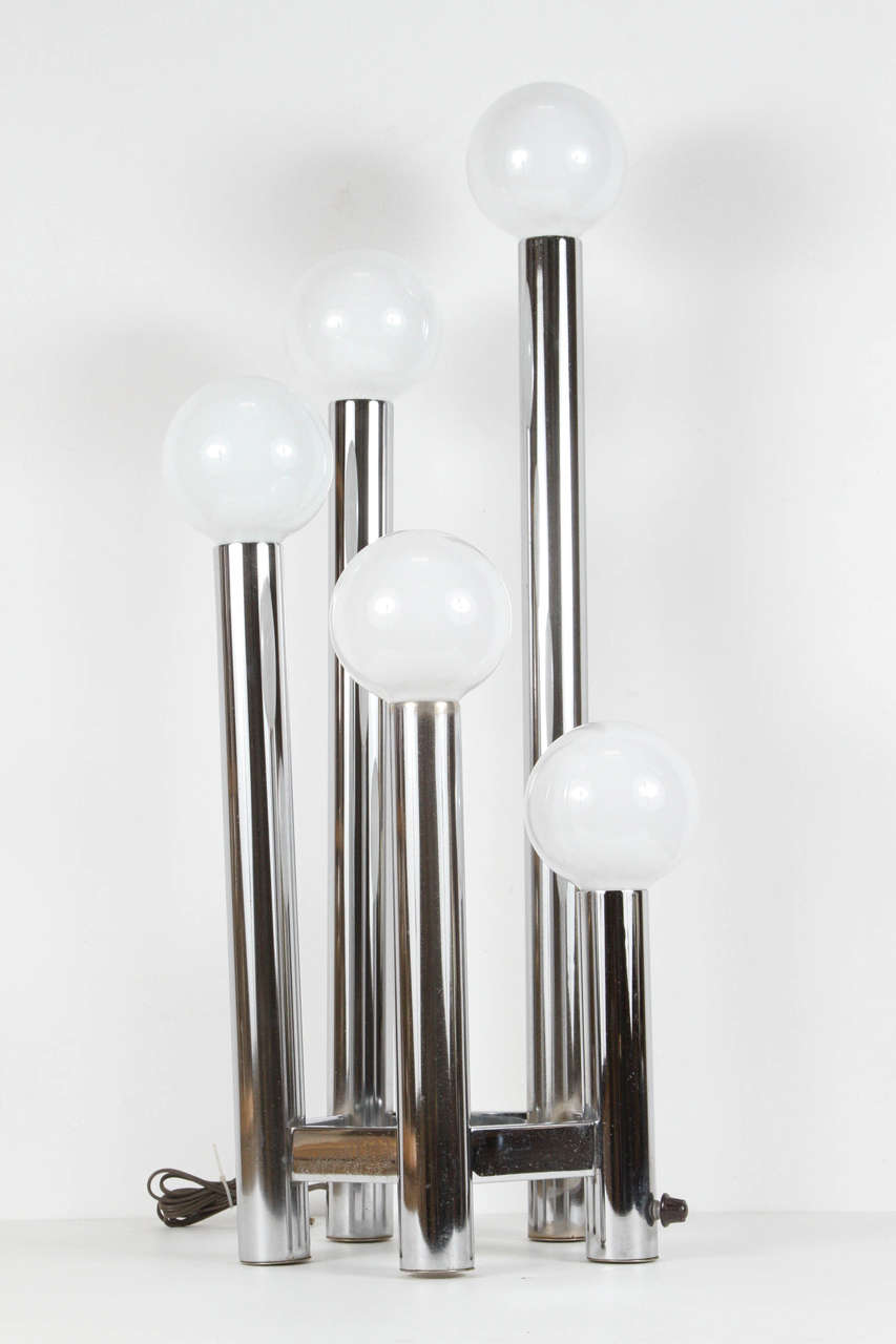 Austrian Polished Chrome Five-Light Table Lamp by Kalmar Austria For Sale 1