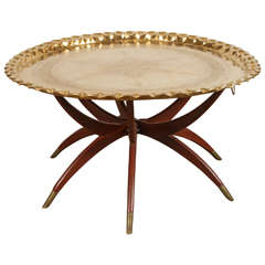 Moroccan Brass Tray Table on Spider Folding Stand 4