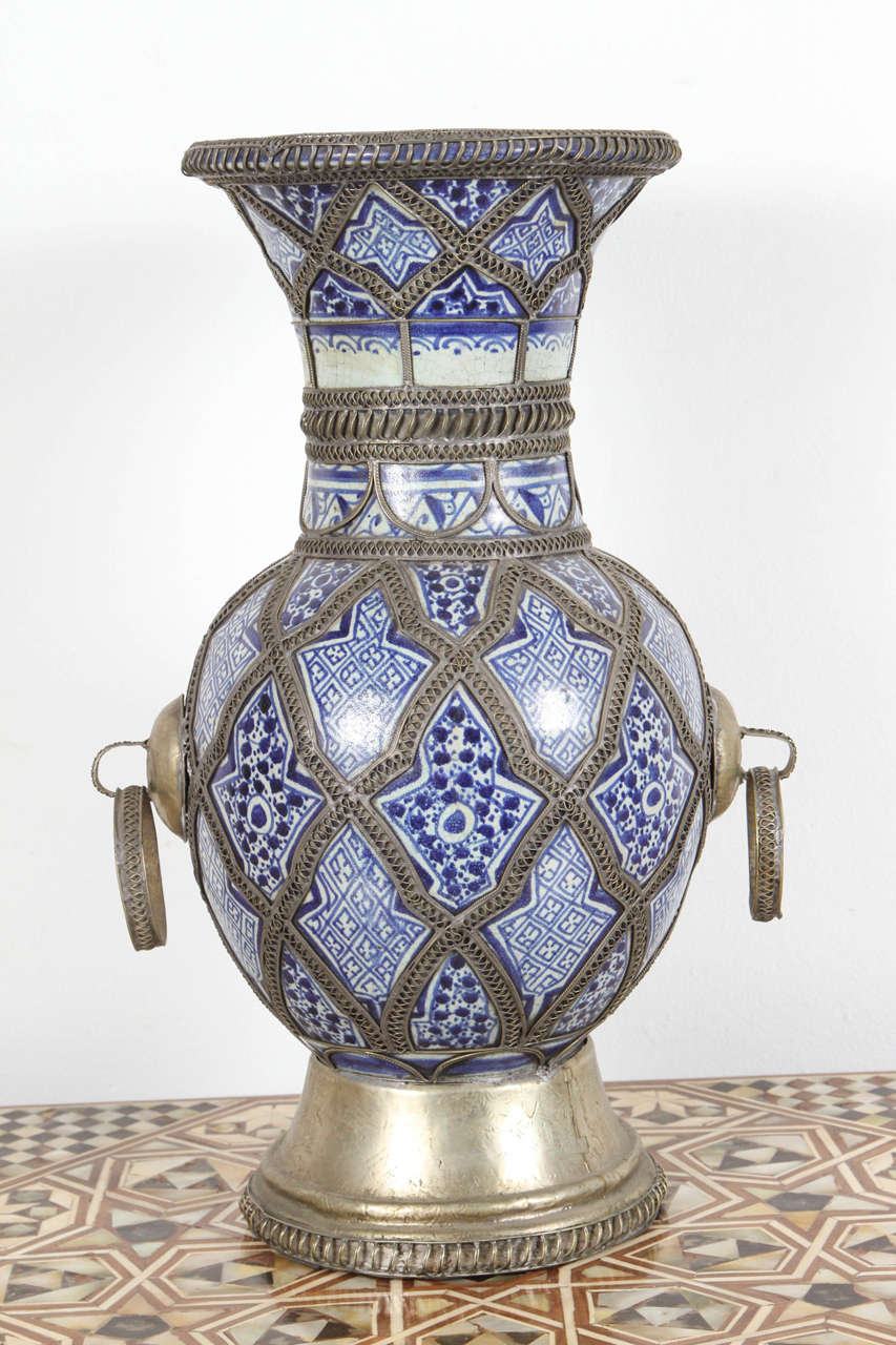 Moroccan Ceramic Vase from Fez