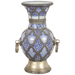 Moroccan Ceramic Vase from Fez