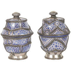 Pair of Moroccan Antique Urns from Fez