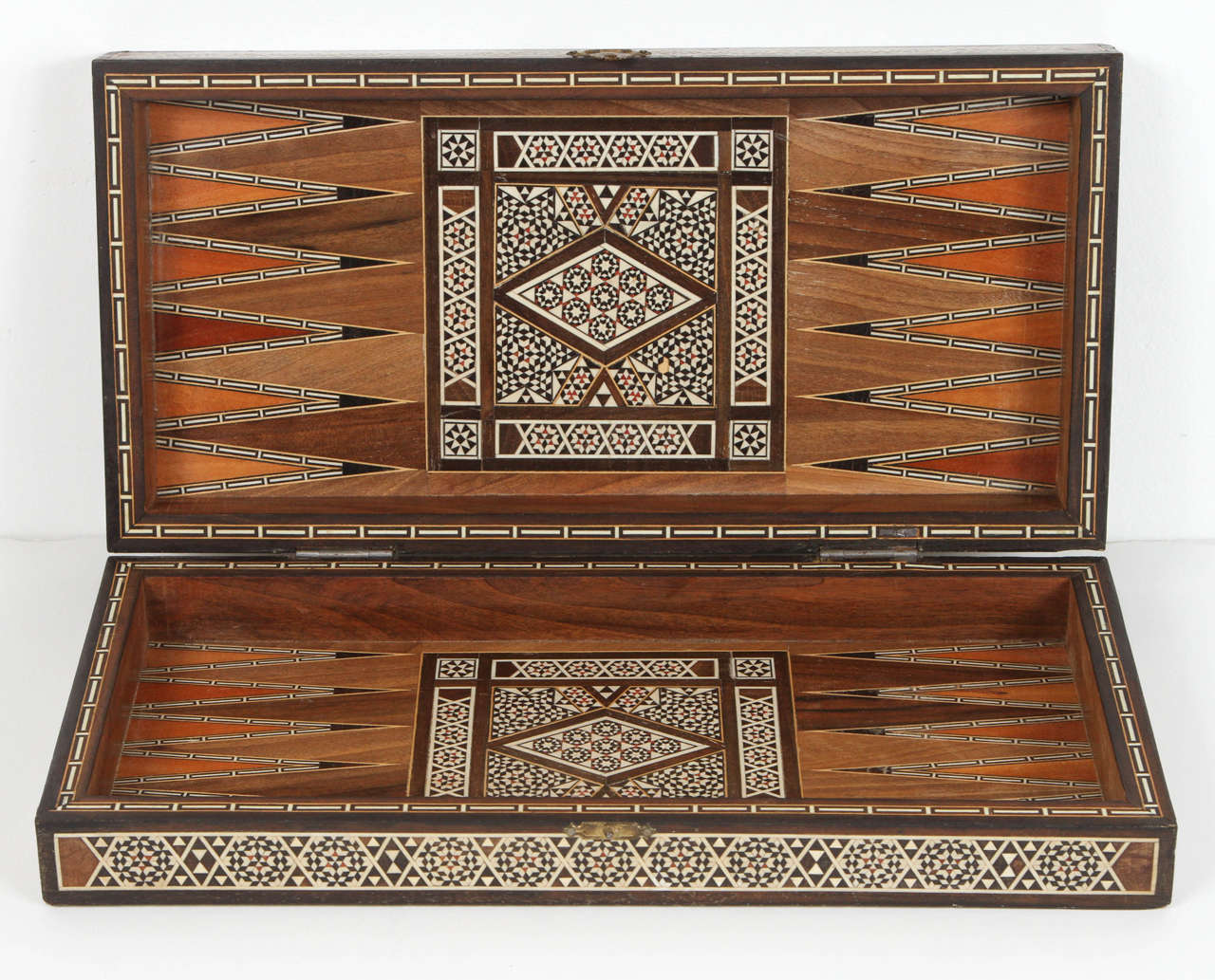 Moorish Fine Syrian Inlaid Mosaic Backgammon Wooden Box