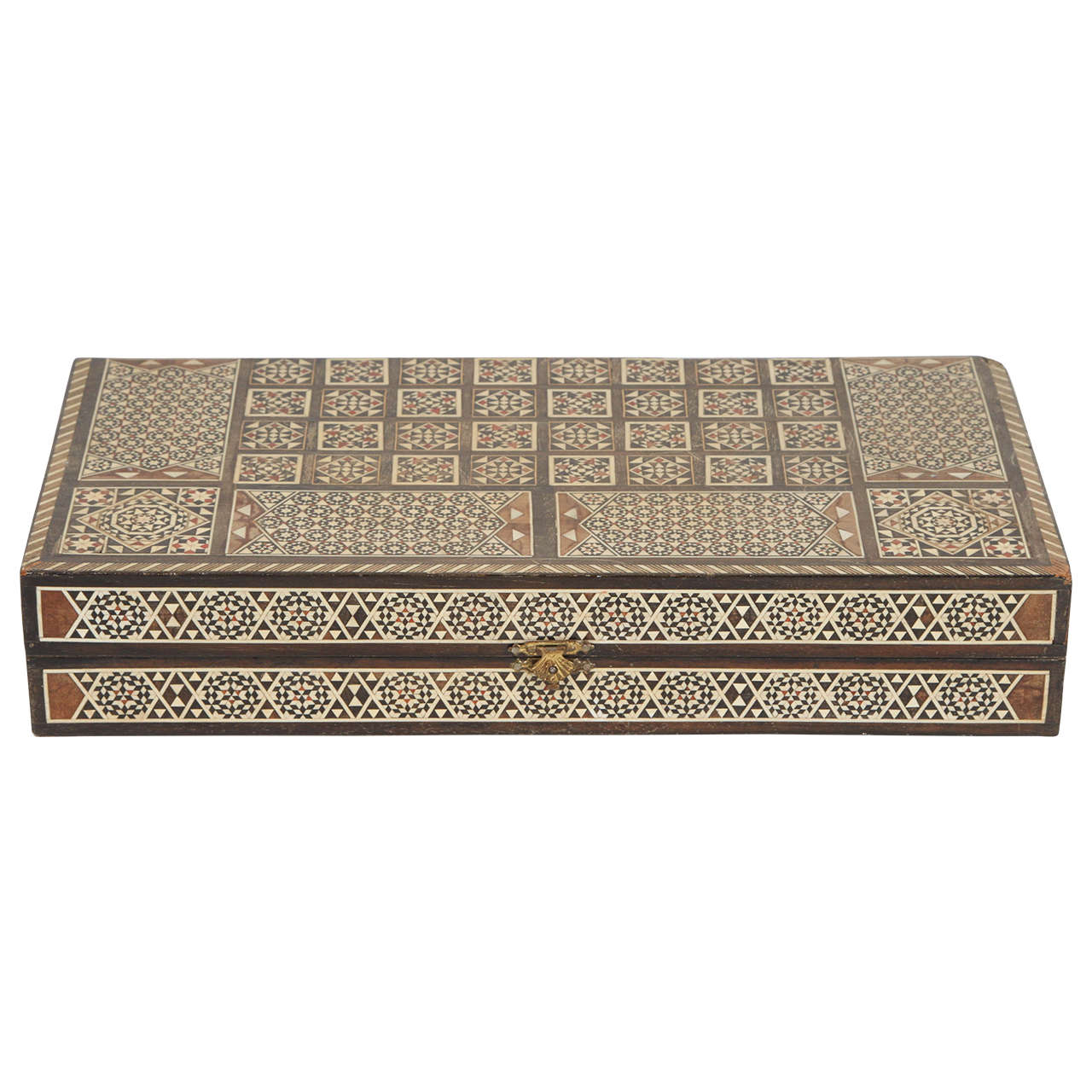 Fine Syrian Inlaid Mosaic Backgammon Wooden Box