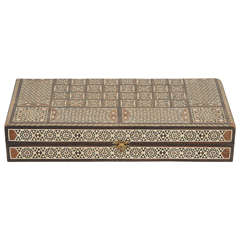 Fine Syrian Inlaid Mosaic Backgammon Wooden Box