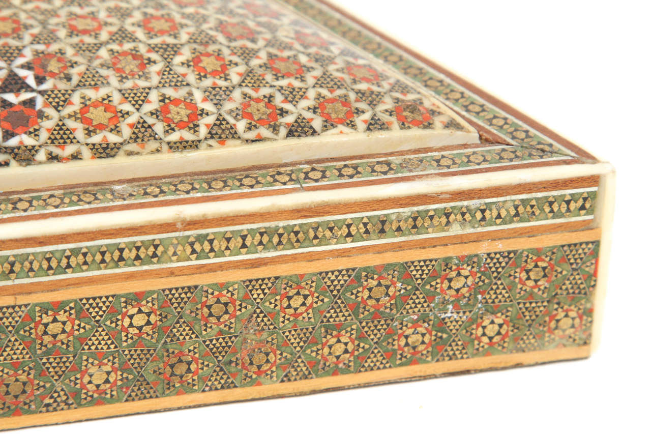 Wood Anglo-Indian Micro Mosaic Inlaid Jewelry Box