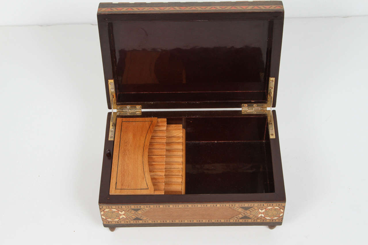 19th Century Spanish Inlaid Marquetry Jewelry Music Box