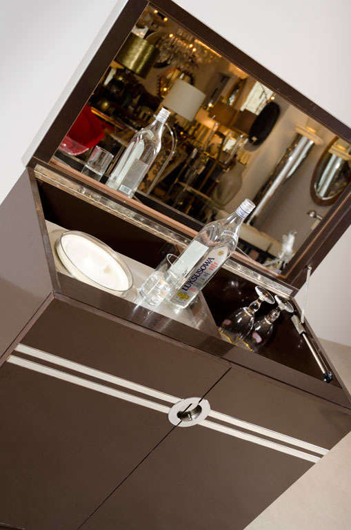Laminate and Polished Chrome Dry Bar Cabinet by Pierre Cardin 1