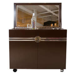 Laminate and Polished Chrome Dry Bar Cabinet by Pierre Cardin