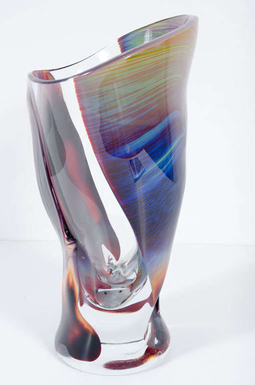 Tall Calcedonia Murano Glass Vase by Dino Rosin 6