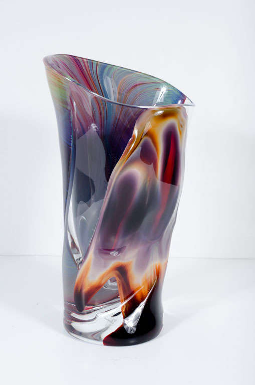 20th Century Tall Calcedonia Murano Glass Vase by Dino Rosin