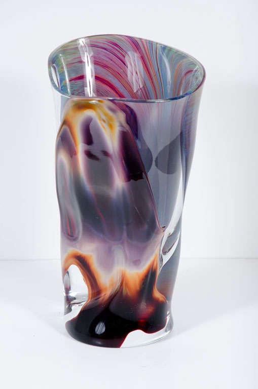 Tall Calcedonia Murano Glass Vase by Dino Rosin 1