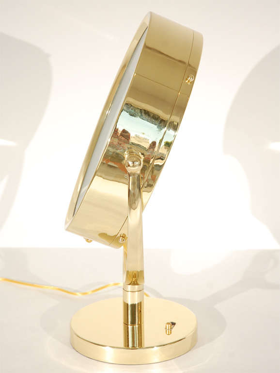 Mid-20th Century Illuminated Brass Vanity Mirror