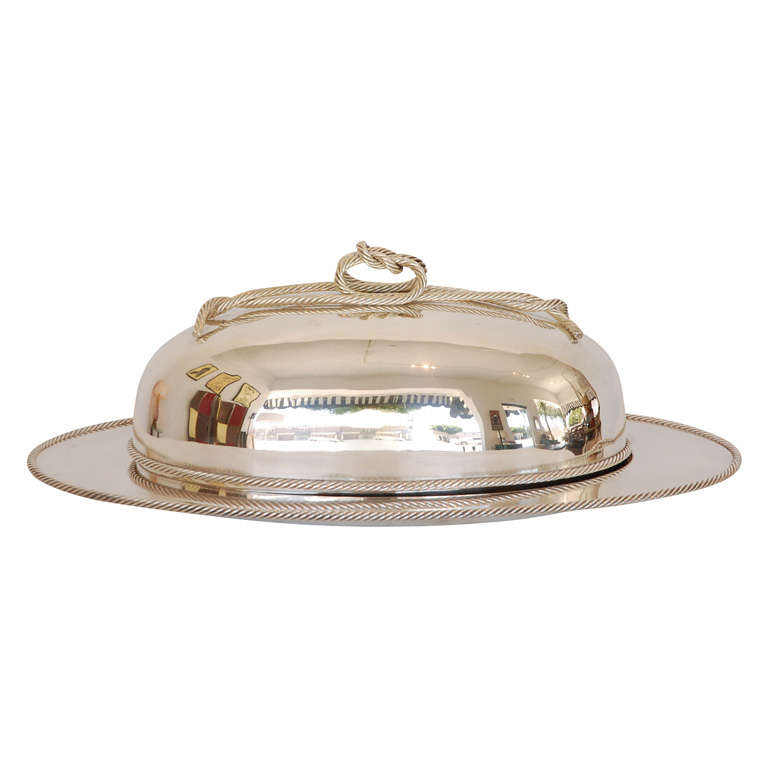 Lidded Silver Plate Platter by Edigio Broggi Milano