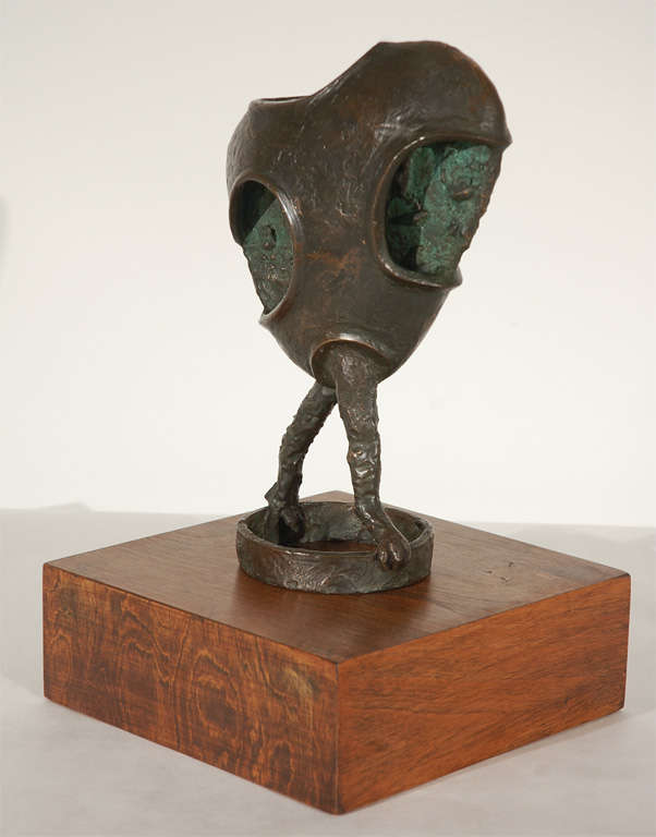 An untitled abstract bronze sculpture by Ken Glenn. The sculpture comes with a signed artist's declaration from the Ryder Gallery dated 6/3/70 for the original owner Jack L. Stein.