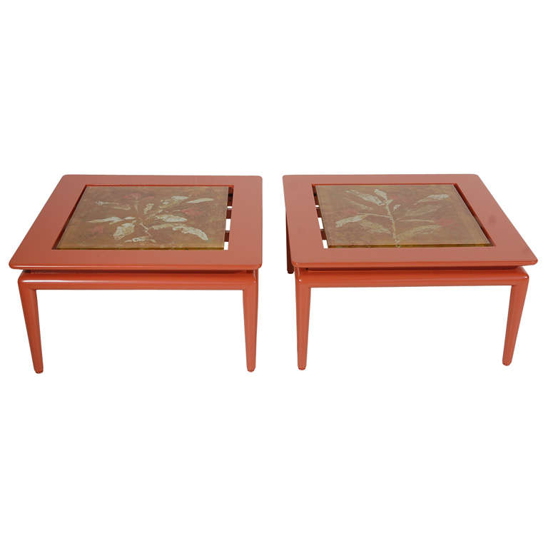Pair of Custom Side Tables with Fontana Arte Tops by Dube