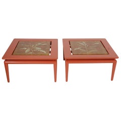 Paire de tables d'appoint sur mesure avec dessus Fontana Arte par Dube