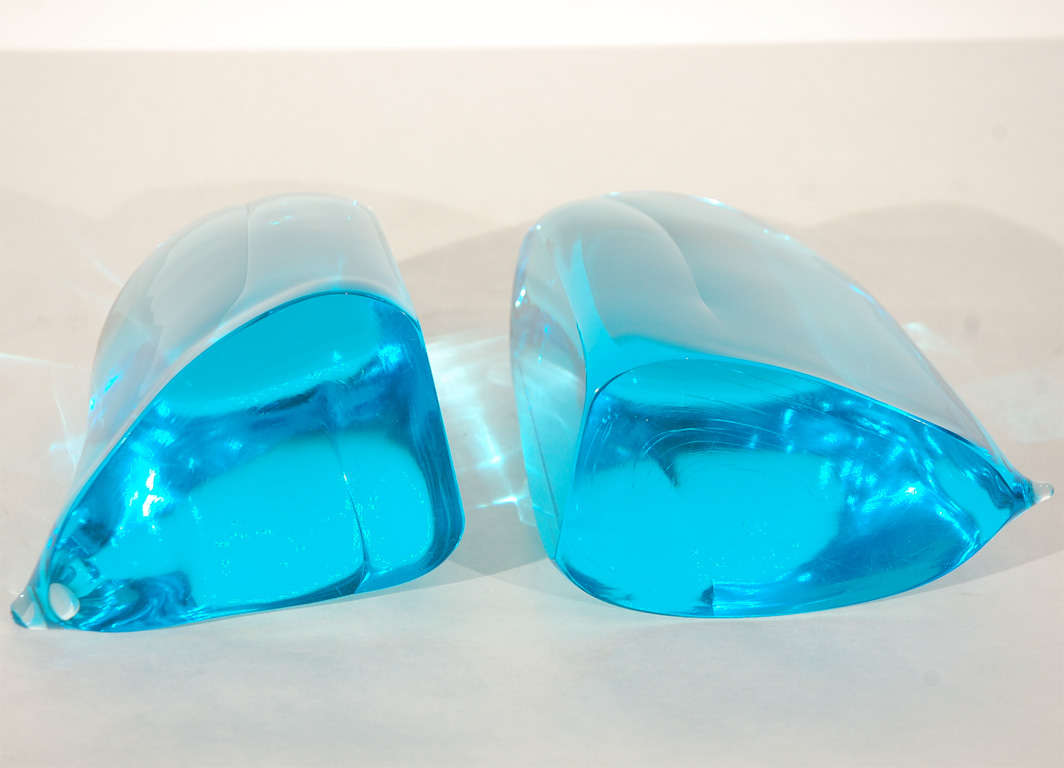 Pair of Blue Murano Glass Bookends 2