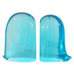 Pair of Blue Murano Glass Bookends