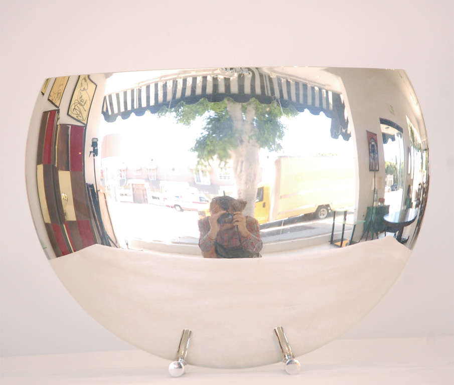 Footed Circular Silver Plate Vase by Cassetti