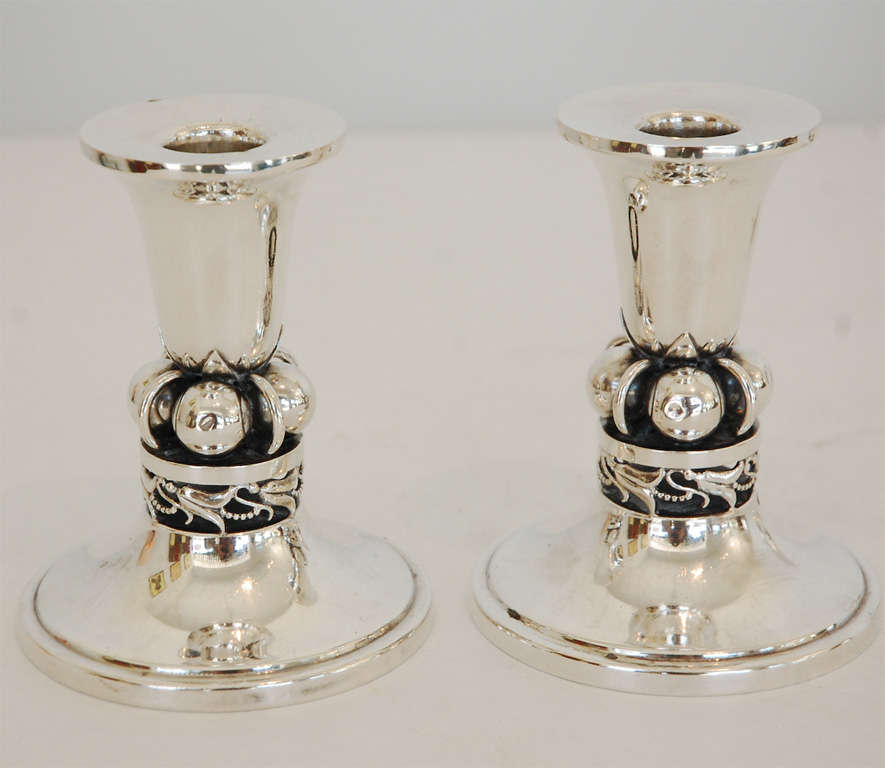 Sterling Silver A Pair of Sterling Candlesticks by Alphonse La Paglia