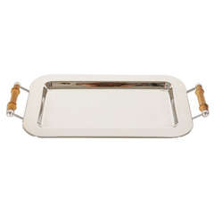 Vintage Silver Plate and Bamboo Tray by Gucci