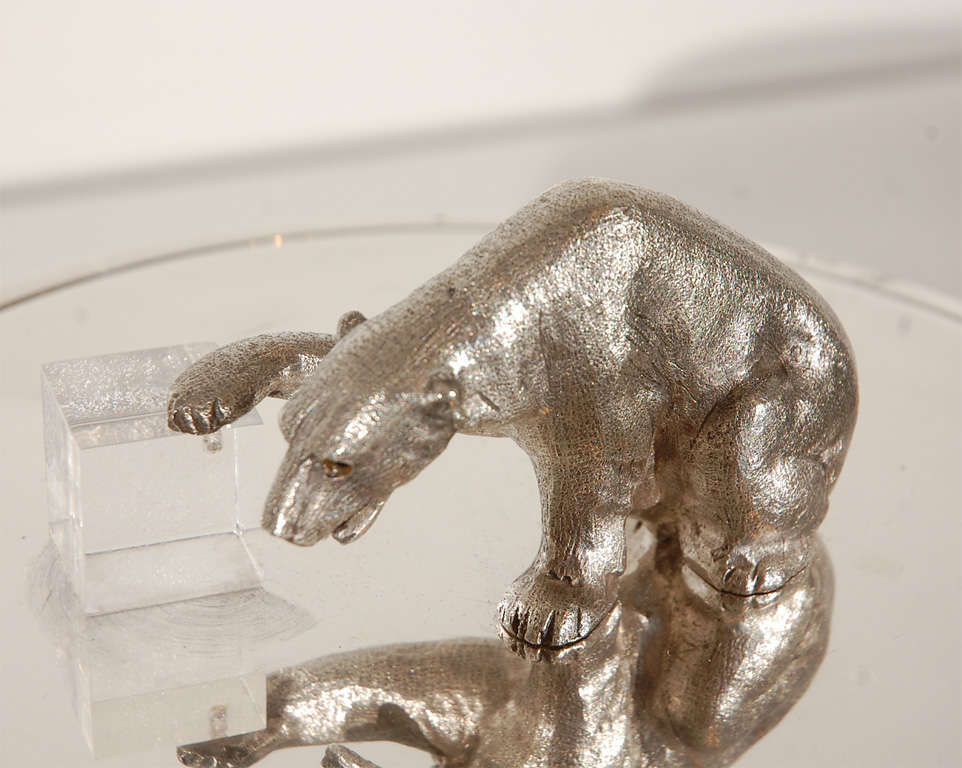 Silver Plate & Lucite Polar Bear Ice Bucket by Mika