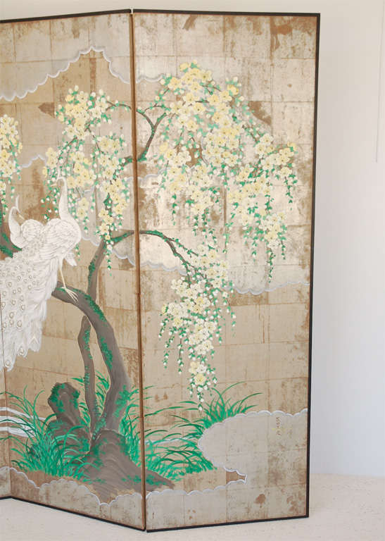 Mid-20th Century Four Panel Folding Screen by Robert Crowder
