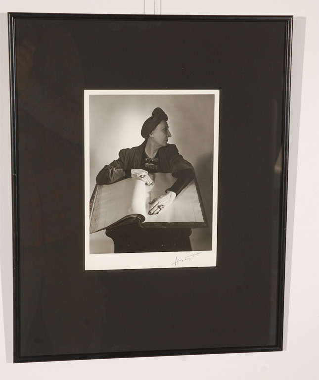 One of Horst P. Horst's iconic black and white photographs of British author, poet & critic, Dame Edith Sitwell, wearing her trademark turban and large rings. Signed by the artist (see Image 5). In the history of twentieth-century fashion and