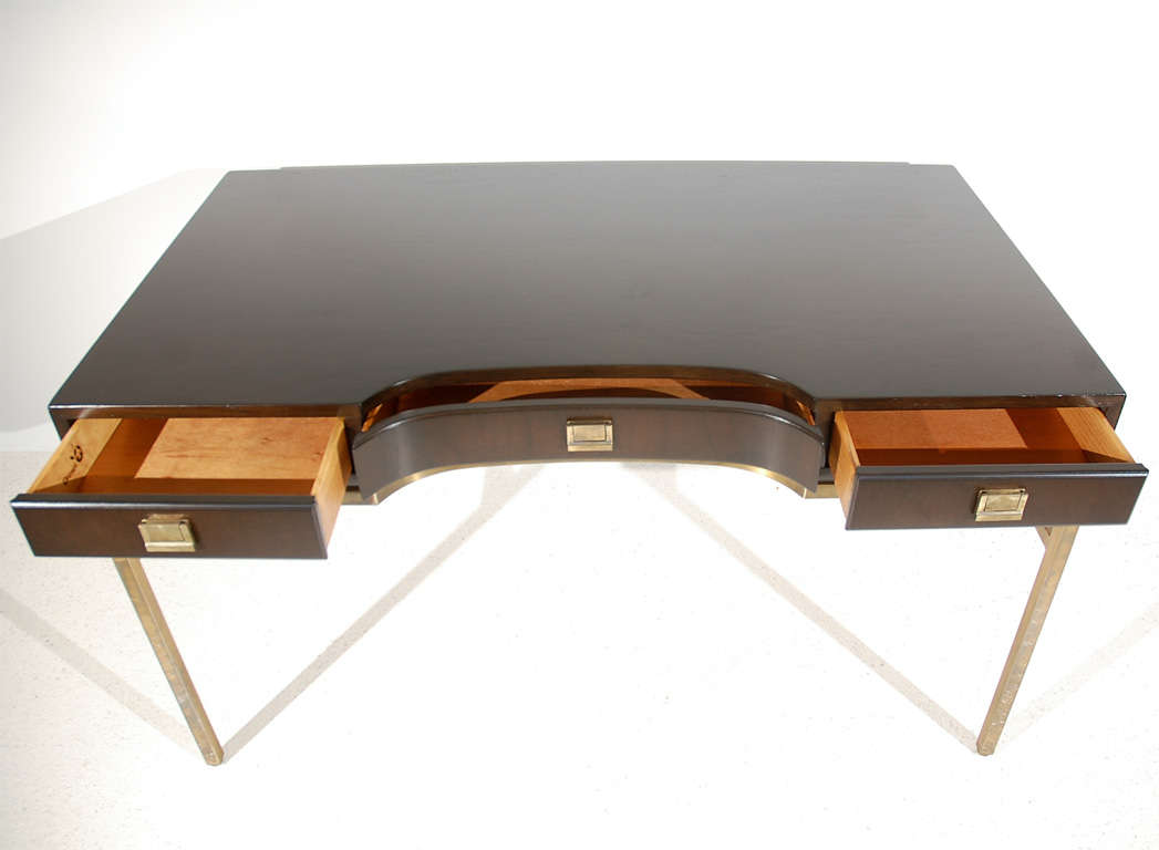 American Wood and Brass Desk by Drexel