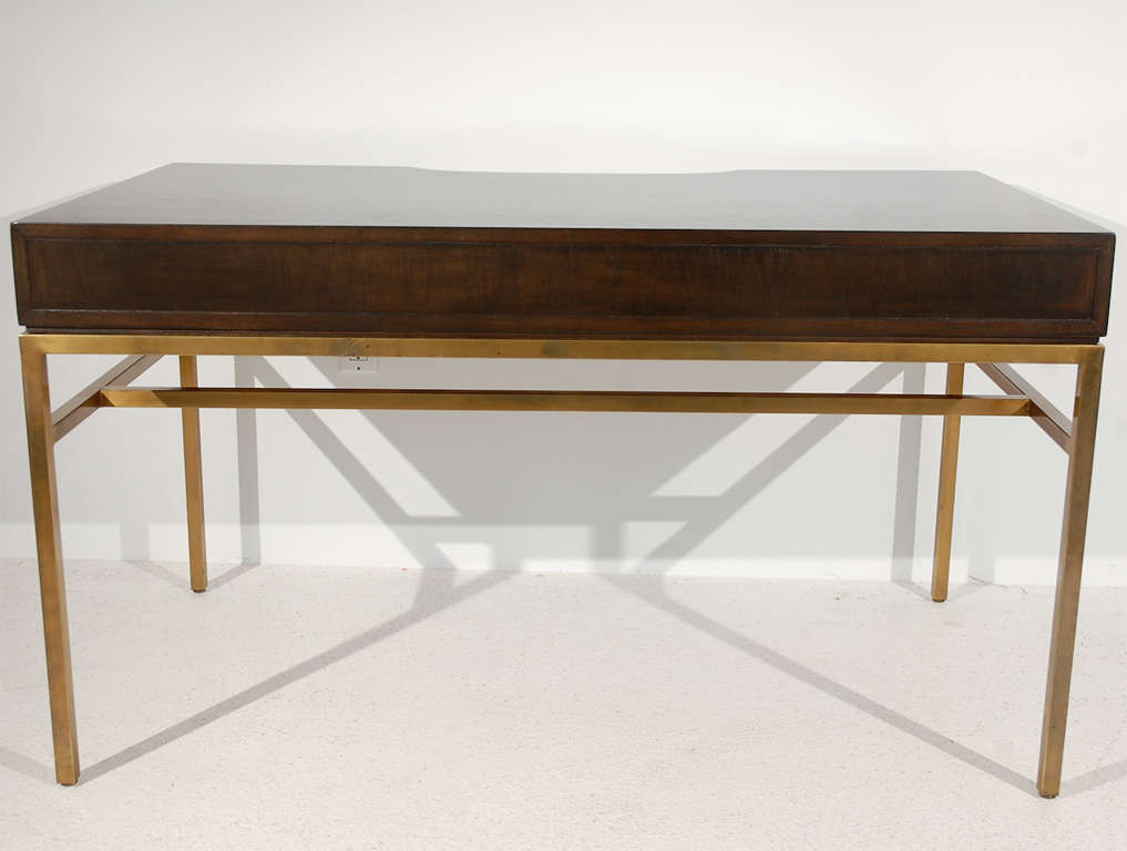 Wood and Brass Desk by Drexel 2