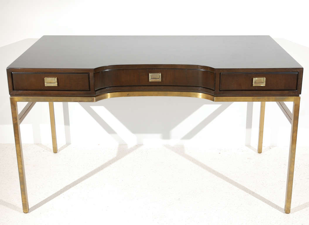 Wood and Brass Desk by Drexel at 1stDibs brass and wood desk, wood