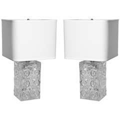 Pair of Mid Century German Crystal Table Lamps