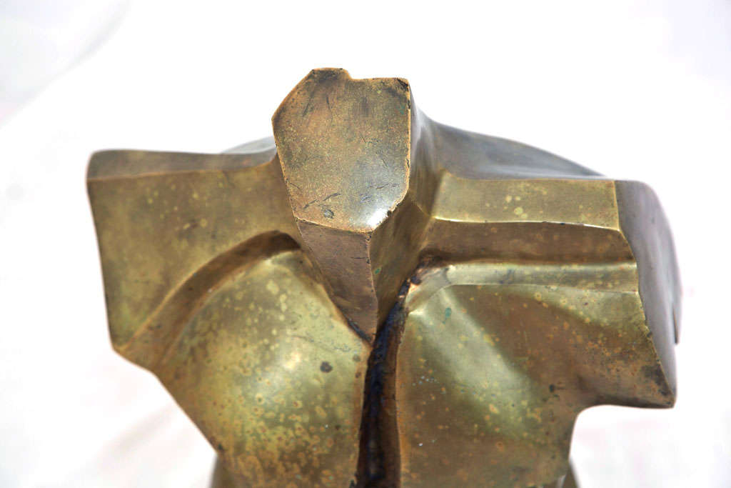 Mid-Century Modern Large Bronze Cubist Male Torso Sculture in the Style of Miguel Berrocal For Sale